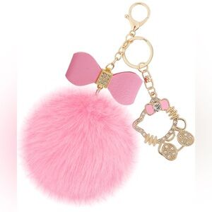 Hello Kitty Pink Fluffy Keychain Bag Charm